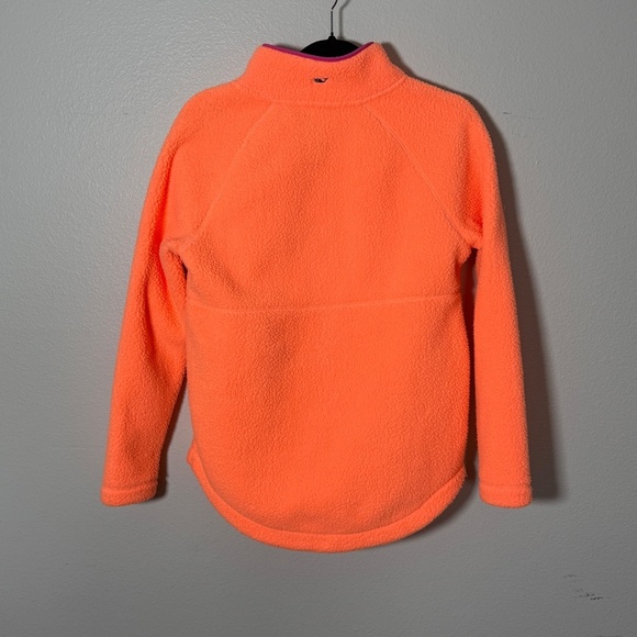 Vineyard Vines Fleece Snap Pullover Neon Orange Pink Trim XS - Picture 6 of 6